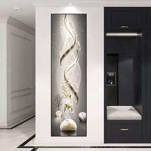 轻奢现代玄关自粘竖版装饰画