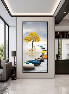 轻奢玄关过道自粘贴画背景墙壁画现代简约入户客厅走廊墙面装饰画