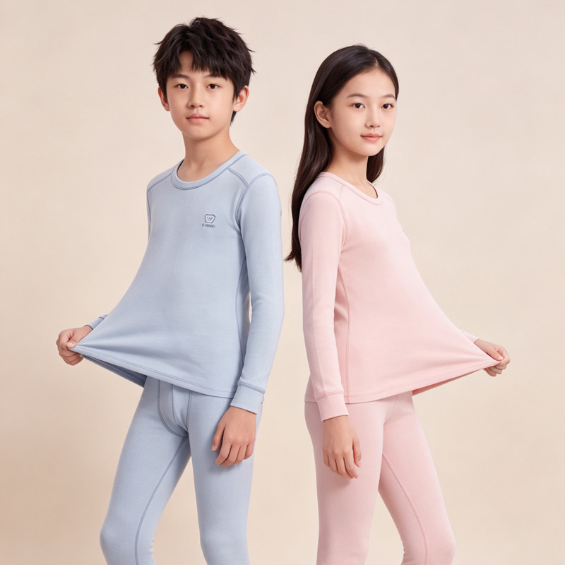 中大童内衣套装莱赛尔纯棉青少年秋衣秋裤男童女童睡衣儿童棉毛衫