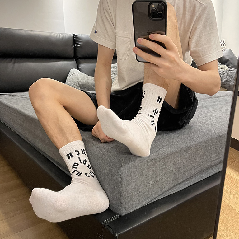 夏季纯棉长袜男中筒中筒