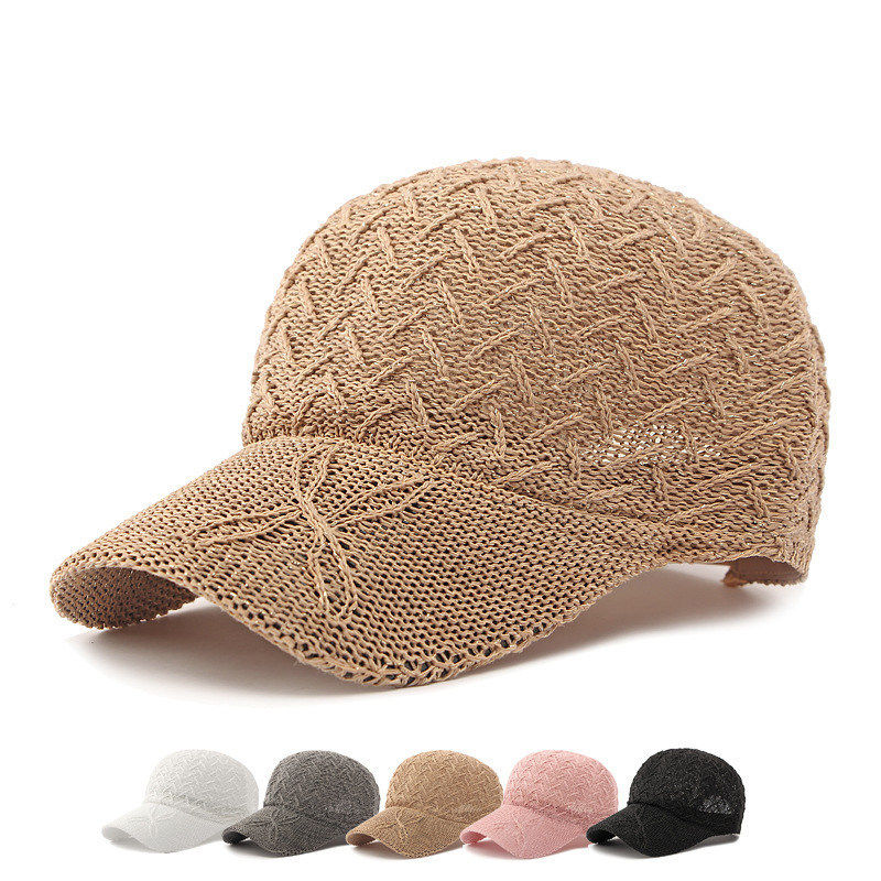 棒球帽子女士春夏季户外防晒太阳帽镂空透气遮阳帽网眼针织鸭舌帽