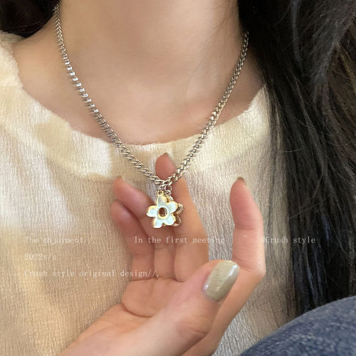 金银撞色轻奢小众锁骨链