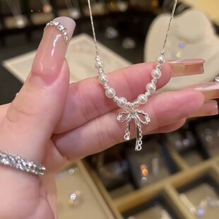 法式蝴蝶结配裙子珍珠项链女轻奢小众高级感气质颈链配饰锁骨链