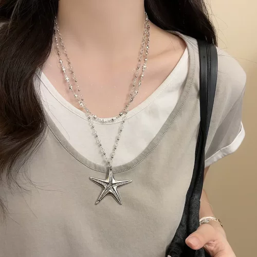 三亚度假甜酷海星串珠长款项链