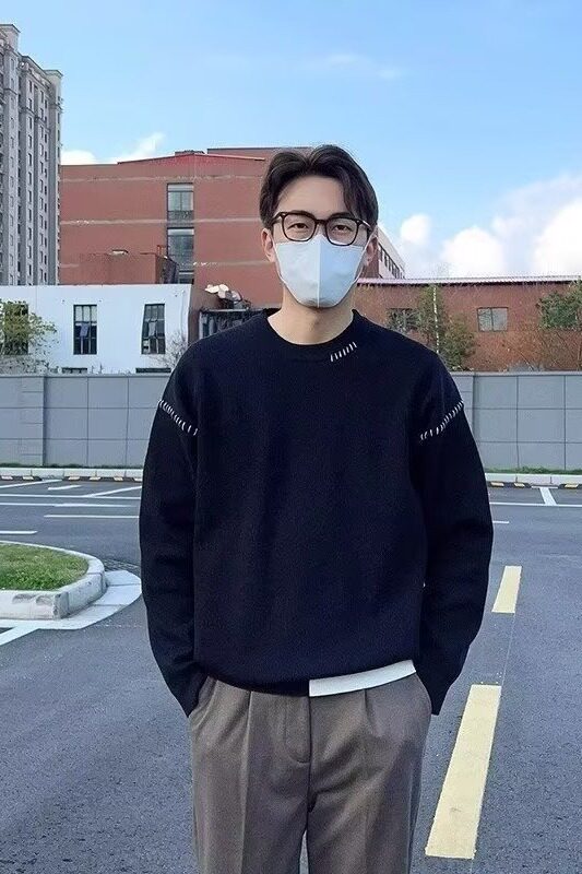 休闲ing宽松简约毛衣男女潮流情侣装圆领套头针织衫秋冬M21P55,男装针织衫/毛衣,星座1013-3