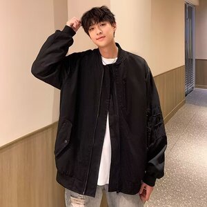 春秋季棒球领外套男潮牌宽松飞行员夹克新款大码男装上衣JK202P35图片