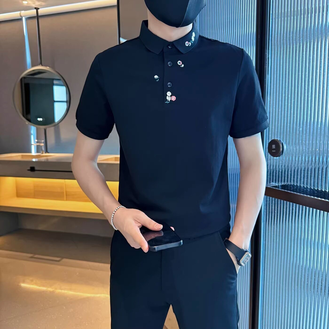 夏季POLO衫男短袖薄款休闲刺绣男生T恤痞帅有领中袖体恤T803P33,男装Polo衫,星座1013-3