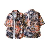夏季款设计感潮牌休闲度假夏威夷宽松版短袖衬衫上衣男装C246P30，男装衬衫，星座1013-3