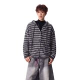 新款2026年连帽条纹打底衫休闲美式潮牌磨毛软糯开衫上衣M5826P70，男装针织衫/毛衣，星座1013-3