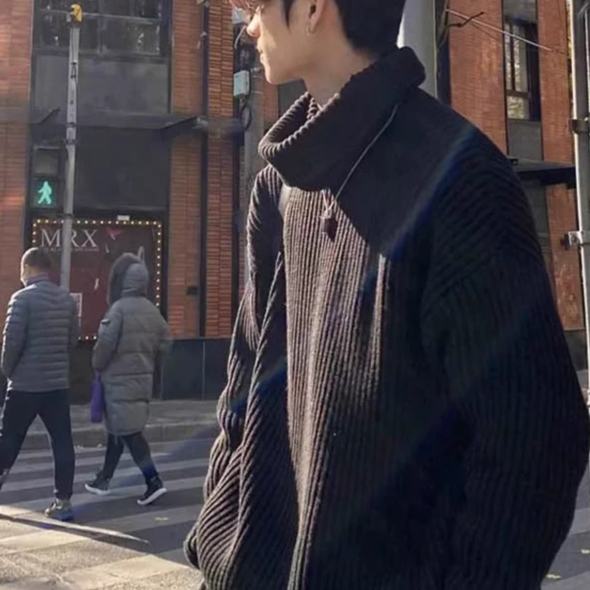 时尚设计感高领毛衣开衫女2025年新款秋季牛仔拼接针织M1835P55，男装针织衫/毛衣，星座1013-3