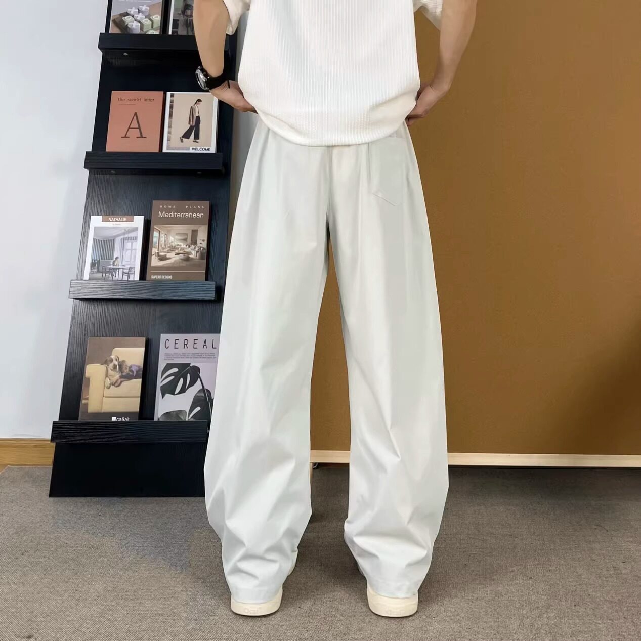 夏季斜切休闲裤男夏季潮牌弯刀大码冰丝宽松直筒阔腿长裤K203P33,男装休闲裤,星座1013-3