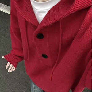 连帽针织开衫外套男女秋冬季韩系慵懒宽松休闲百搭针织衫M5727P60图片