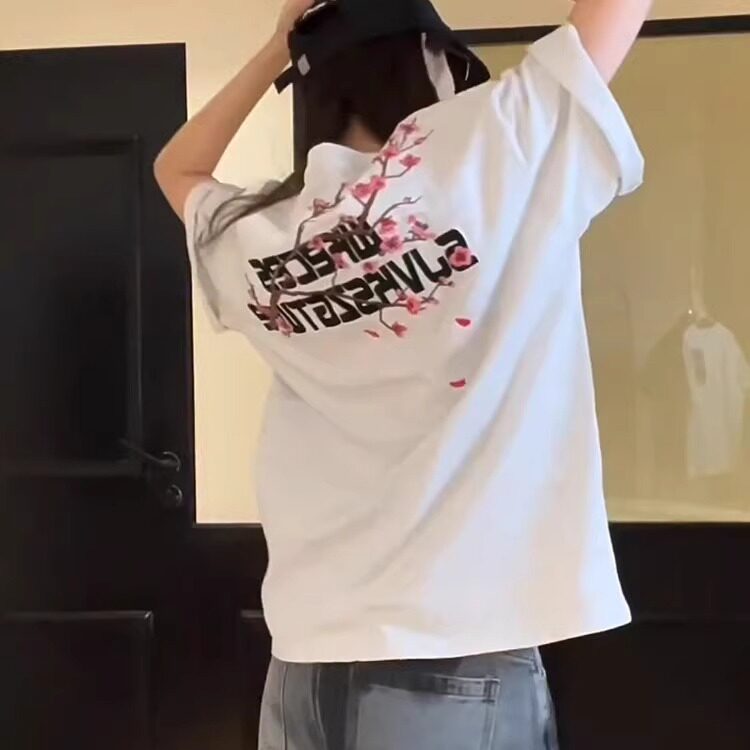 风印花黑色短袖t恤女时尚夏季款宽松设计感小众半袖上衣T373P35,男装T恤,星座1013-3