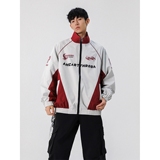 外套男春秋美式复古潮牌痞帅宽松休闲撞色立领机车服夹克JK234P65，男装夹克，星座1013-3
