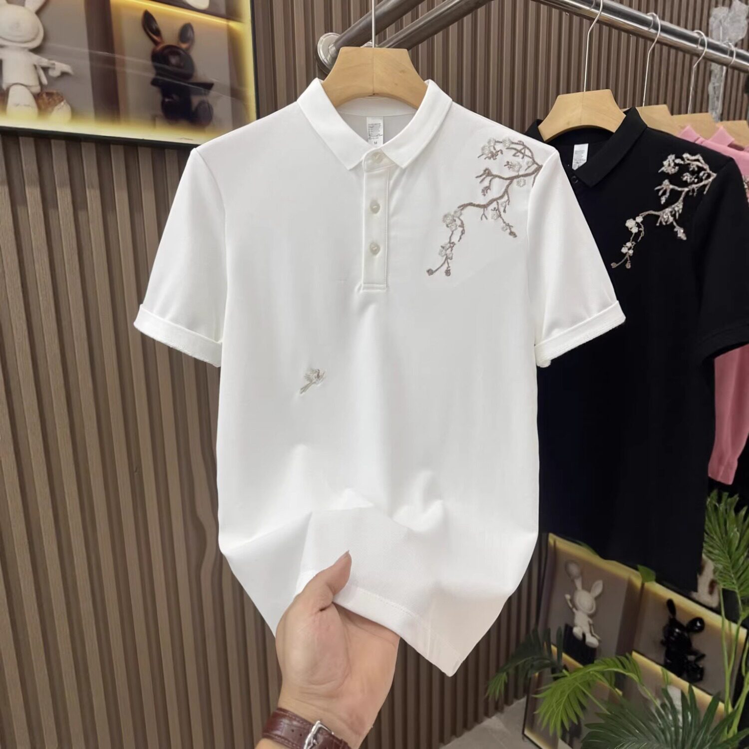 短袖POLO衫男士夏季刺绣设计感商务翻领休闲男装体恤衫T376P33图片