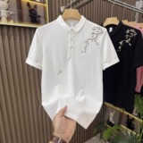 短袖POLO衫男士夏季刺绣设计感商务翻领休闲男装体恤衫T376P33，男装Polo衫，星座1013-3