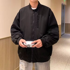 春秋季棒球领外套男潮牌宽松飞行员夹克新款大码男装上衣JK202P35图片