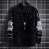 冬季复古拼接提花圆领胖子百搭毛衣男潮牌宽松情侣休闲针织M12P48，男装针织衫/毛衣，星座1013-3