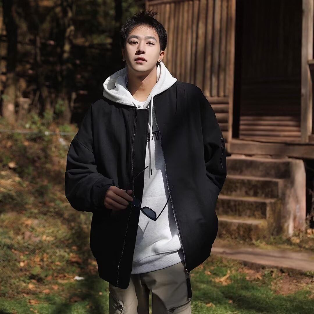 春秋季百搭休闲夹克上衣简约时尚立领棒球服运动短款外套JK374P45，男装夹克，星座1013-3