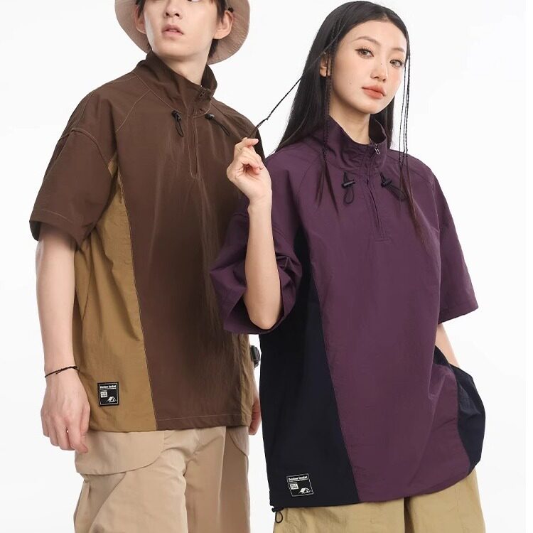 美式城市通勤速干抽绳短袖户外机宽松百搭能翻领拉链T恤T890P40，男装T恤，星座1013-3