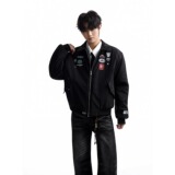 美式复古徽章刺绣飞行夹克男女宽松外套设计感潮JK335P65，男装夹克，星座1013-3