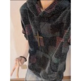 复古七彩格子针织卫衣男款春季重磅连帽衫高级感情侣外套W311P68，男装卫衣，星座1013-3