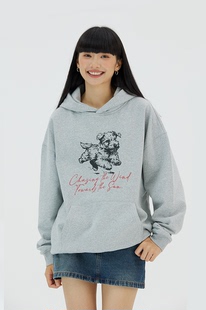 外套 春秋季 SYMOCOLOR 西高地小狗印花连帽卫衣男女百搭休闲运动衫