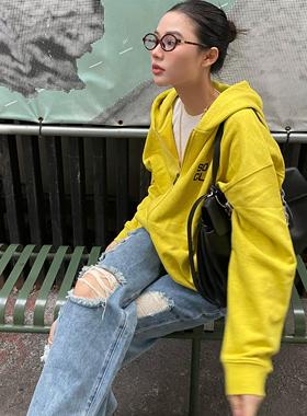 SYMOCOLOR 潮牌基础开衫连帽卫衣2025春秋男女外套百搭运动休闲