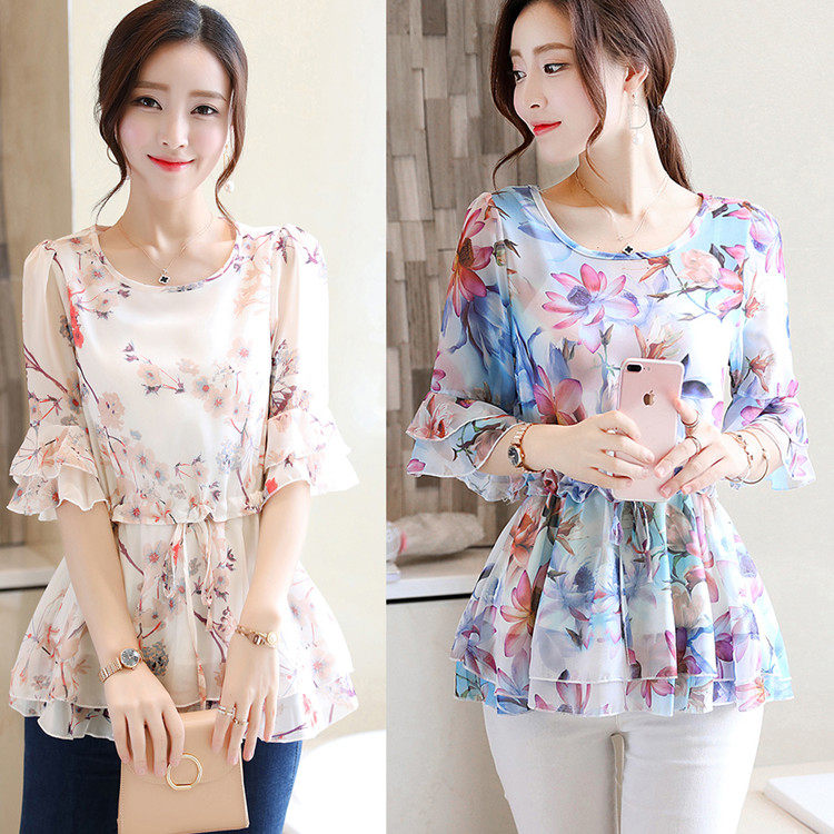 新款媽媽裝夏裝雪紡衫少婦女裝30-40歲上衣服中年人夏季短袖T恤在類目 女裝/女士精品, 蕾絲衫/雪紡衫中 - 來自Buy2taobao.com提供專業的淘寶代購服務