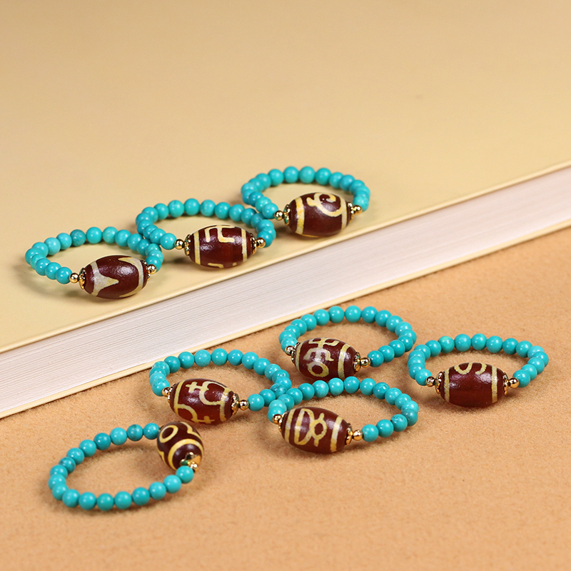 圣饰奇缘 西藏天然玛瑙红肉宝瓶 虎牙贵人天珠松石戒指8*11mm左右