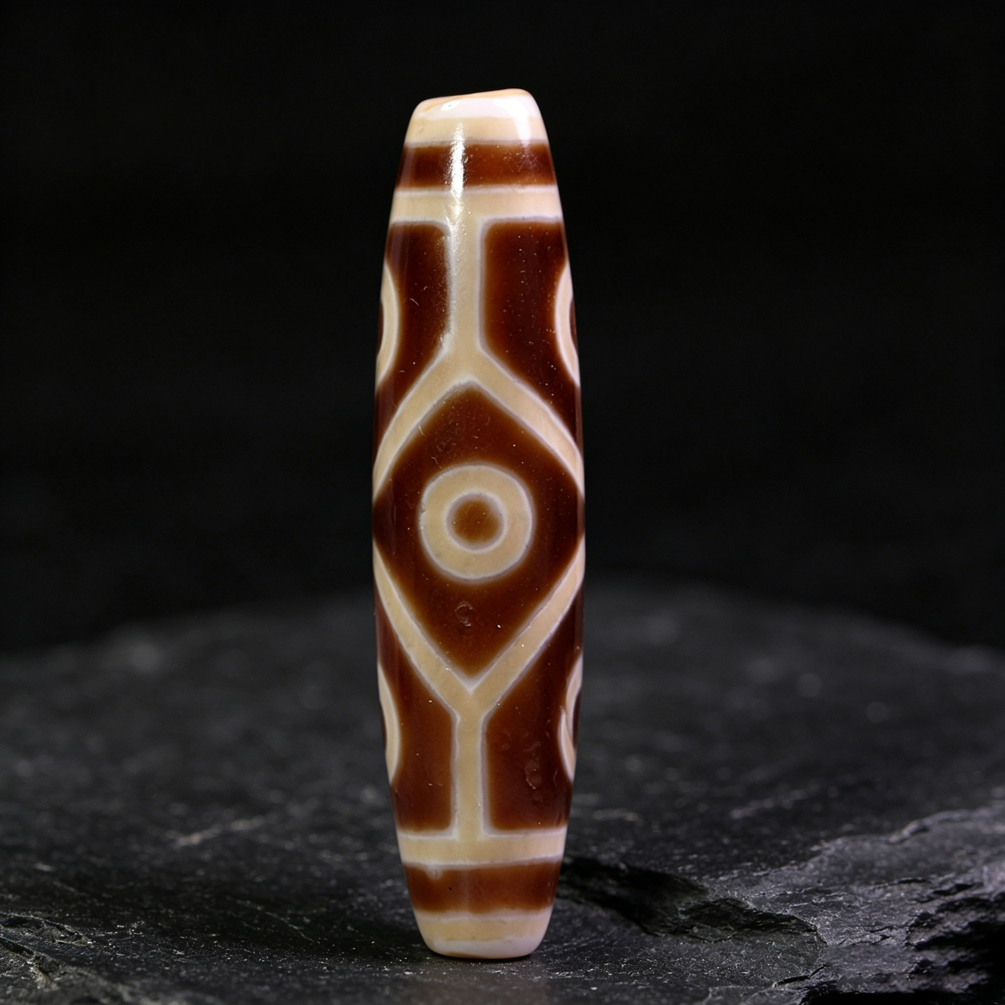 天珠天然西藏真品老矿原石玛瑙特殊六眼天珠吊坠项链16*67mm左右