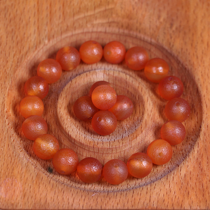 5A级天然老矿原石风化磨砂面玛瑙玉髓手串项链DIY散珠配饰珠10mm