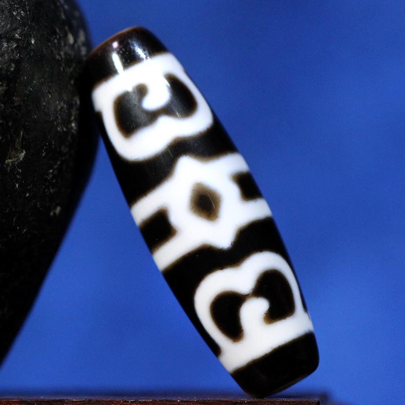 圣饰奇缘天然真品西藏庙供院供老矿玛瑙黑白至纯莲师法帽天珠项链