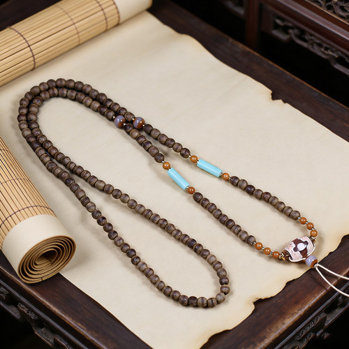 圣饰奇缘天然沉香木项链民族风手工编织多宝珠串原创设计饰品