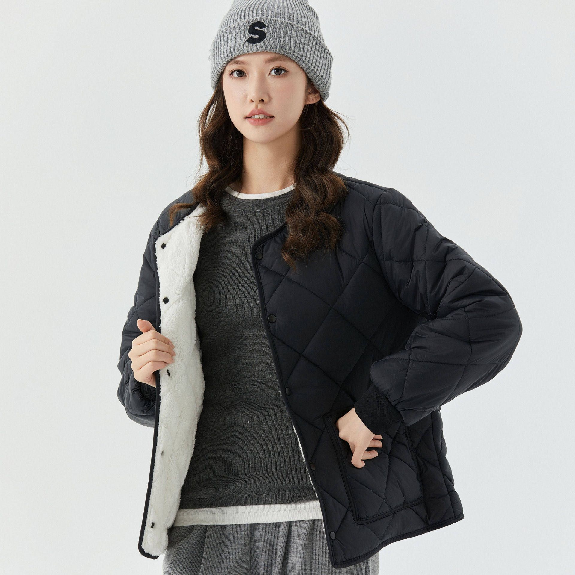 厂家批发冬季女士加肥加大加厚加绒保暖长袖棉衣女款棉服上衣