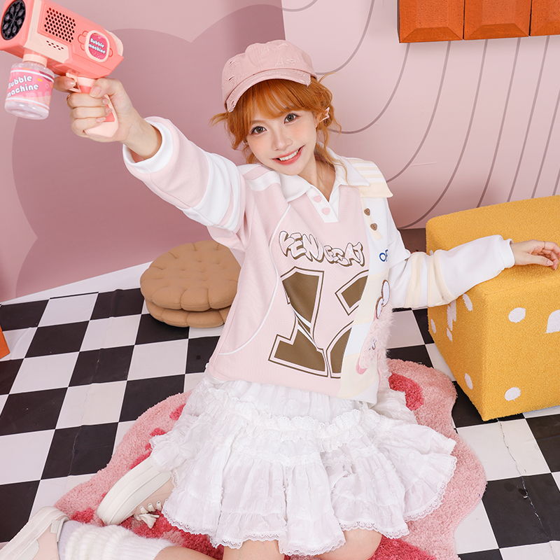 长袖解构拼接不对称卫衣运动风