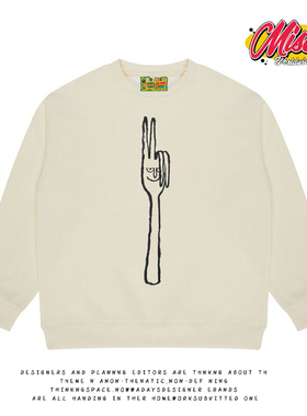 造物GOODGOD 幽默叉子2025秋冬新款创意印花宽松百搭休闲圆领卫衣