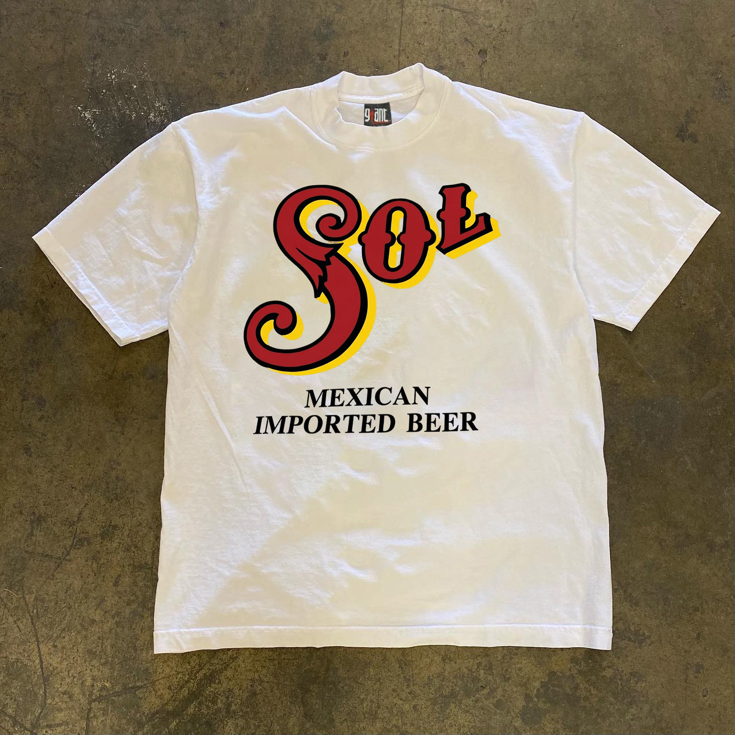 vintage古着风Sol墨西哥进口啤酒周边T恤小众潮牌宽松情侣短袖女