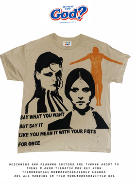 28blocks 260克重磅纯棉! 人物剪影~美式复古阿美咔叽短袖T恤男女