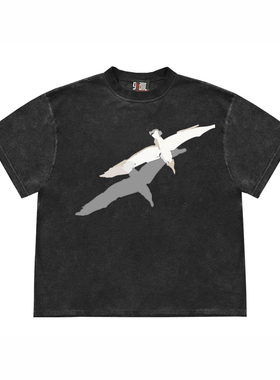 28blocks 260克重磅纯棉！黑色涂鸦宽松美式潮牌oversize短袖t恤