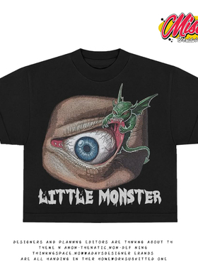 造物GOODGOD 恶魔眼球黑色短袖T恤暗黑风格设计个性潮牌街头上衣