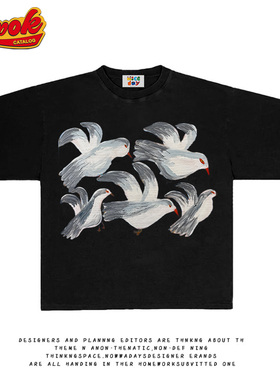 造物GOODGOD 2025夏季新款红眼海鸥小众设计感印花宽松短袖T恤潮