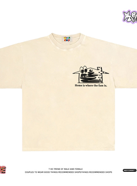 小众搞怪向疯癫小人~美式短袖T恤男女宽松小众设计感纯棉宽松上衣