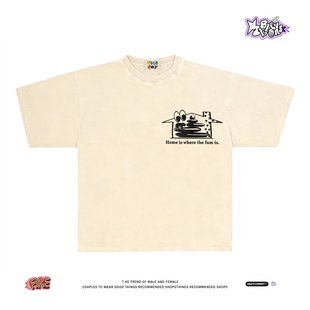 T恤男女宽松小众设计感纯棉宽松上衣 短袖 小众搞怪向疯癫小人 美式