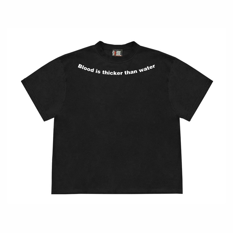 血比水浓英文小众短袖t恤