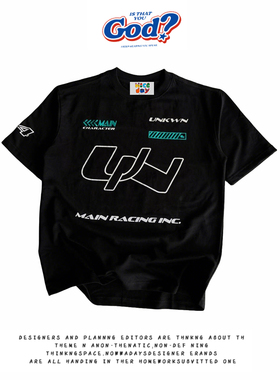 28blocks 260克重磅纯棉! 黑T赛车~美式复古阿美咔叽短袖T恤男女