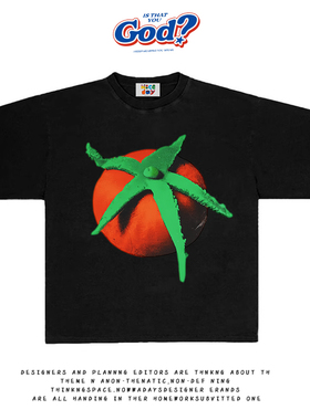 造物GOODGOD 2025夏季新款毛绒西红柿小众设计感印花宽松短袖T恤