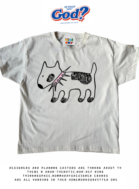 28blocks 260克重磅纯棉! 小狗粉圈~美式复古阿美咔叽短袖T恤男女