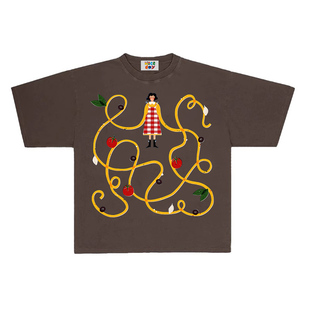 造物GOODGOD 夏季时尚培育生命树印花半袖遮屁股休闲百搭短袖t恤