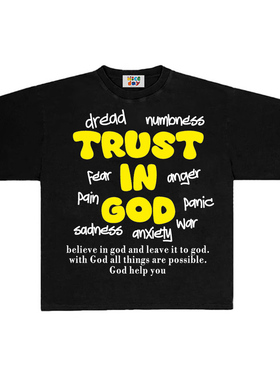 造物GOODGOD 260克重磅纯棉！简约字母百搭文字情侣款宽松短袖T恤